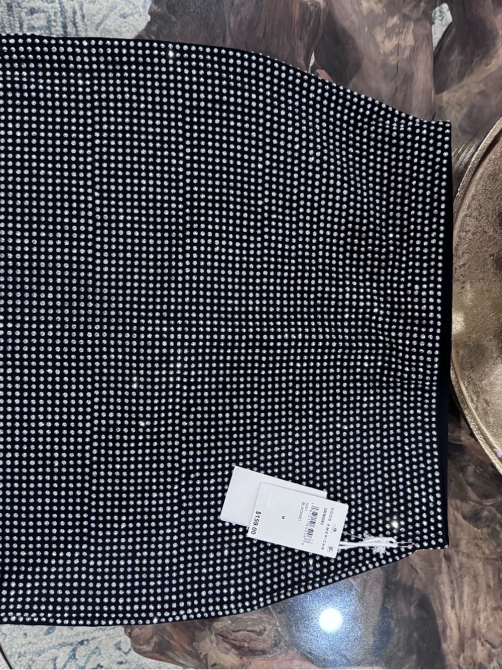 Good American Black Rhinestone Embellished Top and Skirt - Picture 4 of 5